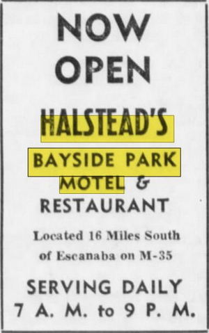 Halsteads Bayside Park Motel & Restaurant - May 1972 Ad